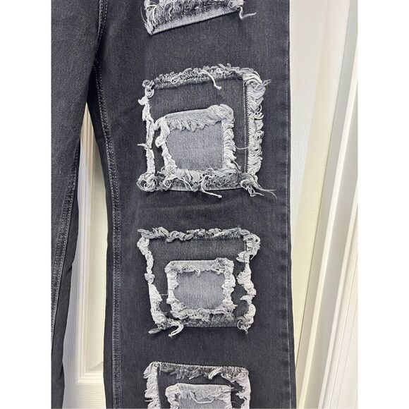 The Ragged Priest Dollz Kill Rubic Charcoal Distressed Square Baggy Jeans sz 30 - Picture 5 of 12